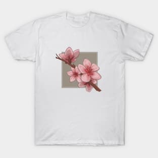 Peach Tree Flower – Floral Design T-Shirt